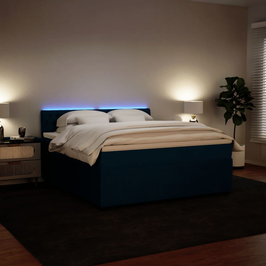 Boxspring met matras fluweel blauw 180x200 cm