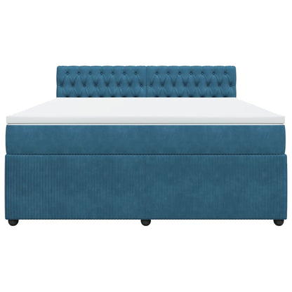 Boxspring met matras fluweel blauw 180x200 cm