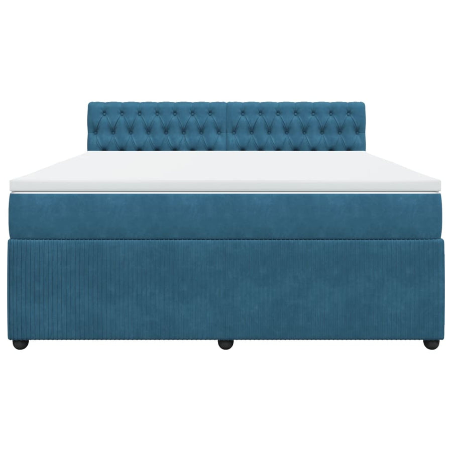 Boxspring met matras fluweel blauw 180x200 cm