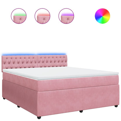 Boxspring met matras fluweel roze 180x200 cm