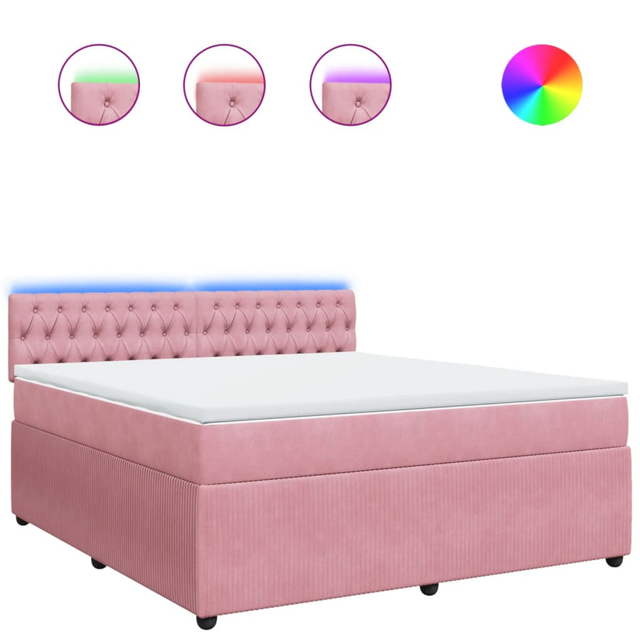 Boxspring met matras fluweel roze 180x200 cm