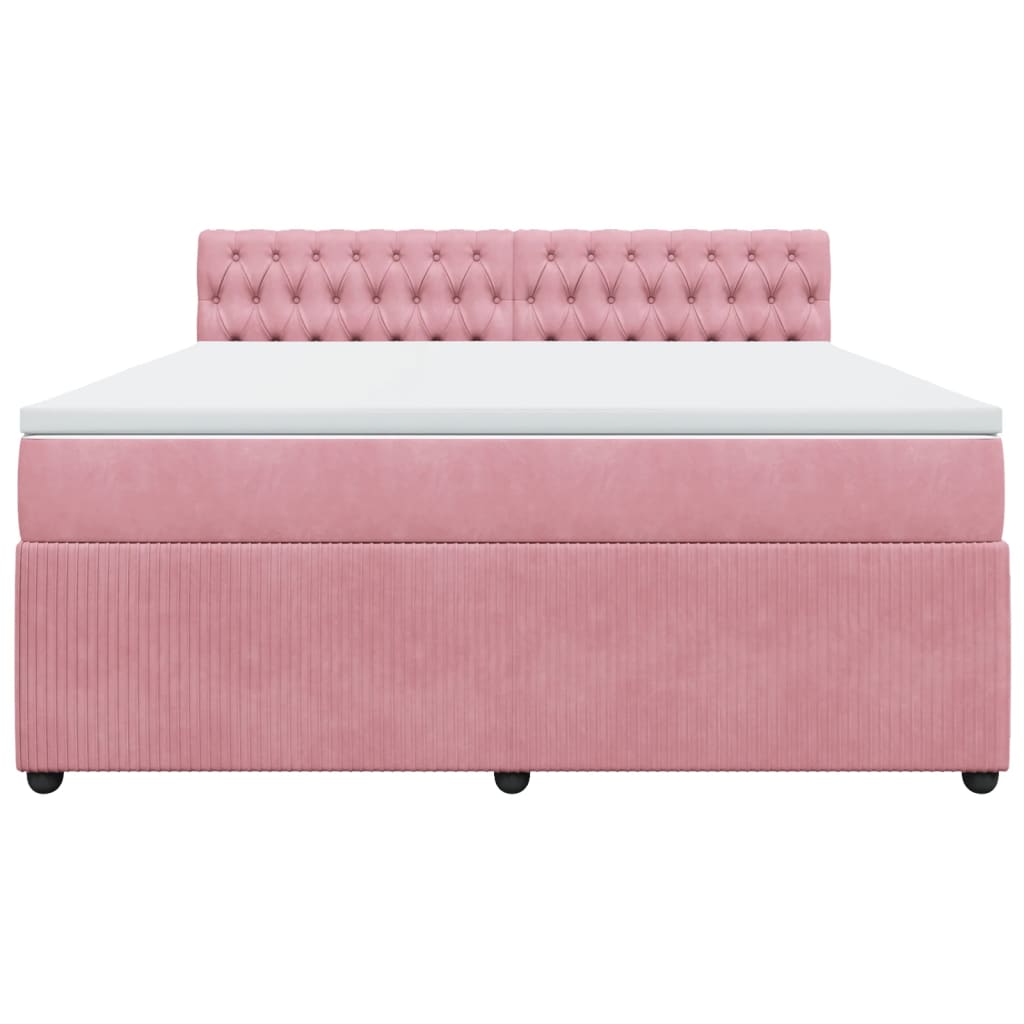 Boxspring met matras fluweel roze 180x200 cm