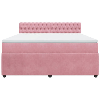 Boxspring met matras fluweel roze 180x200 cm