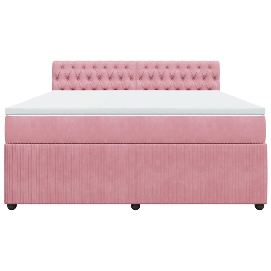 Boxspring met matras fluweel roze 180x200 cm