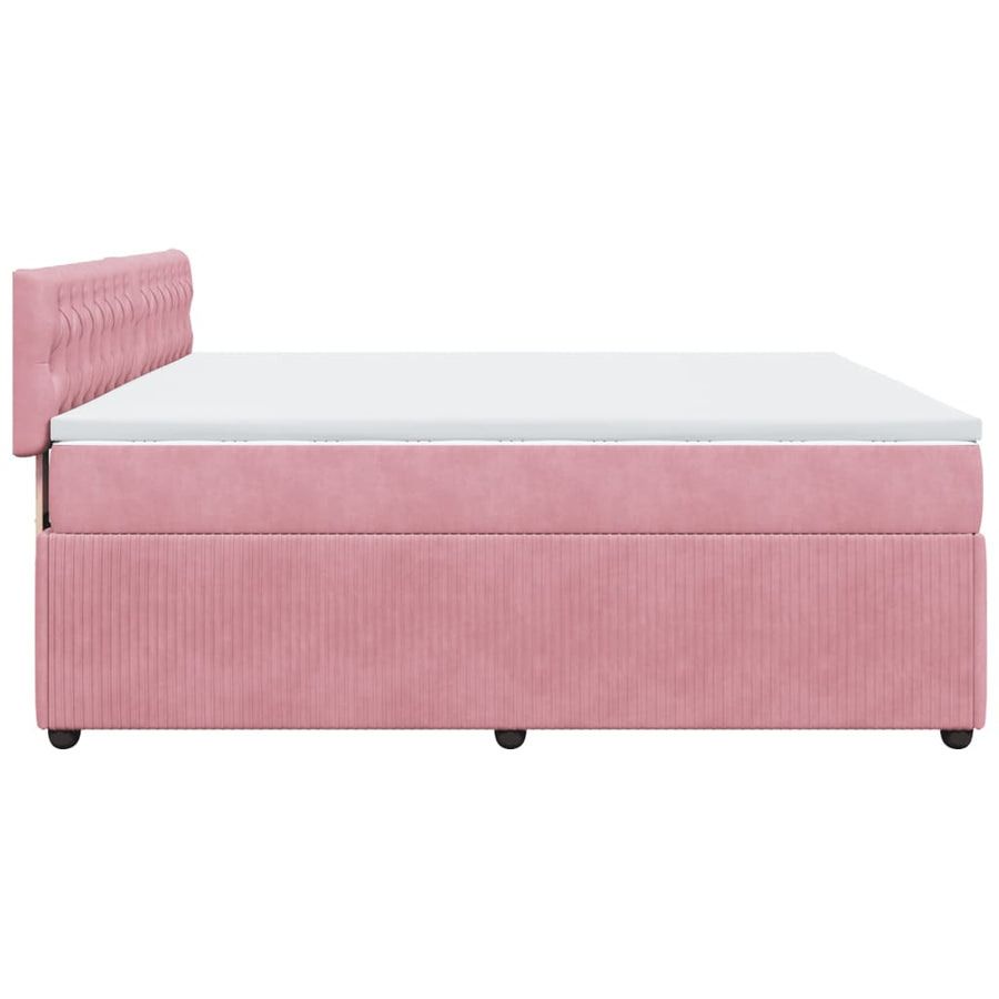 Boxspring met matras fluweel roze 180x200 cm