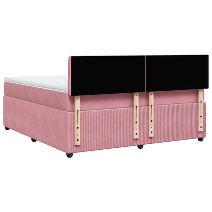 Boxspring met matras fluweel roze 180x200 cm