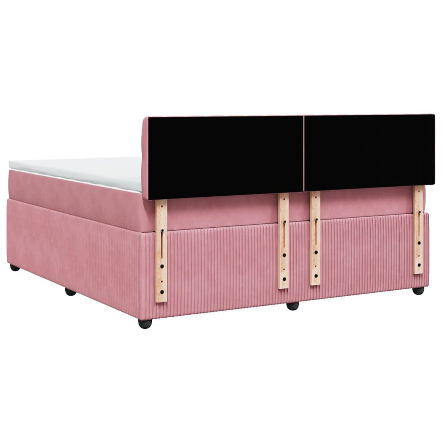 Boxspring met matras fluweel roze 180x200 cm