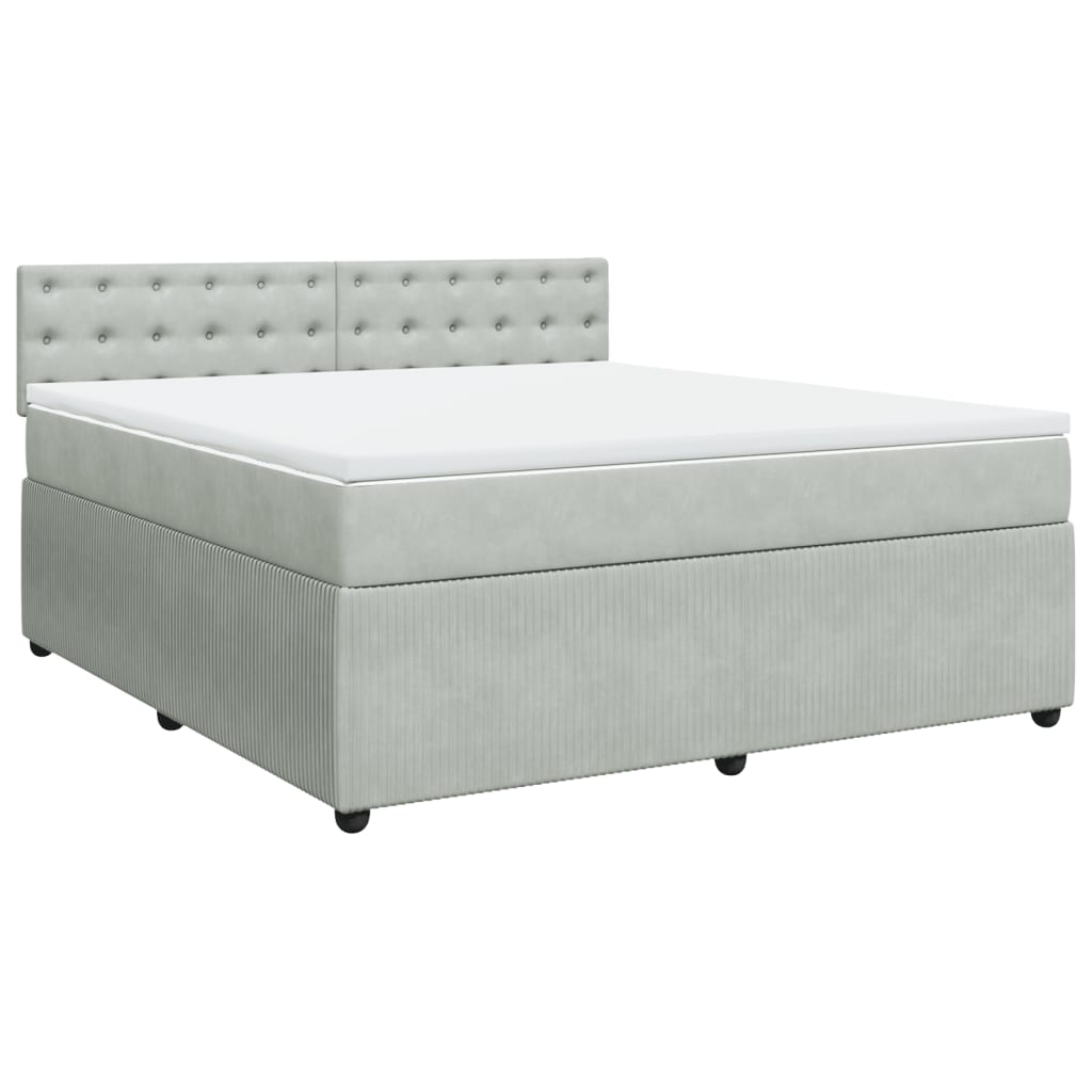 Boxspring met matras fluweel lichtgrijs 180x200 cm