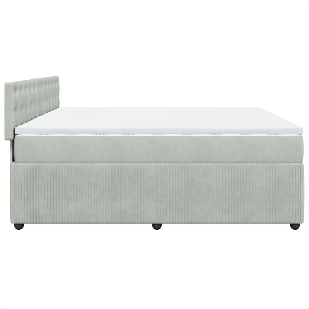 Boxspring met matras fluweel lichtgrijs 180x200 cm