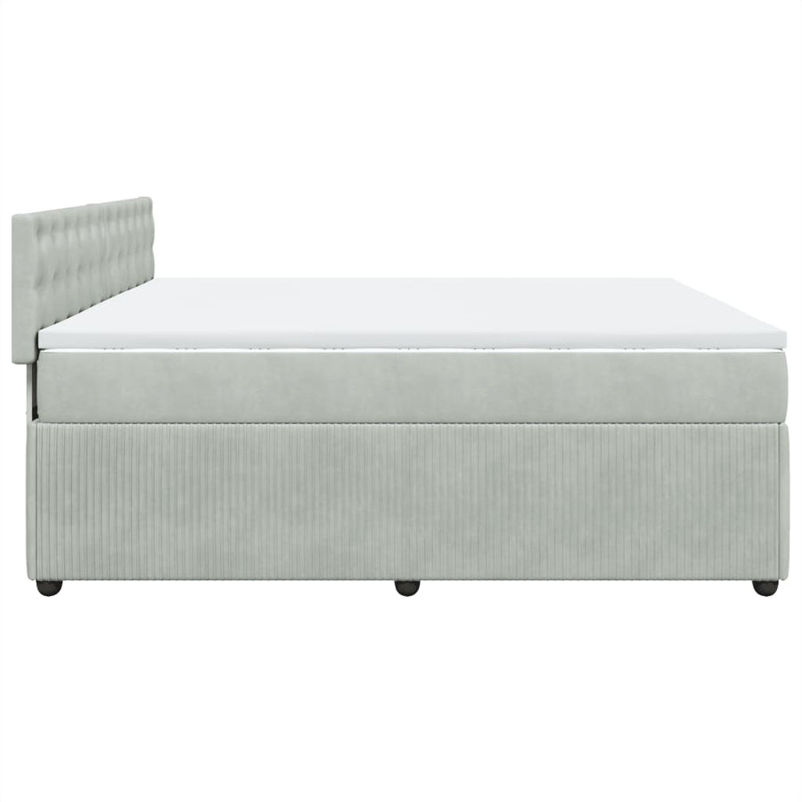 Boxspring met matras fluweel lichtgrijs 180x200 cm