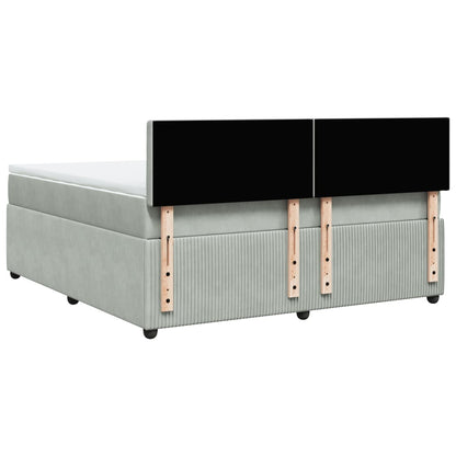 Boxspring met matras fluweel lichtgrijs 180x200 cm