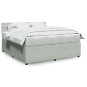 Box spring bed with velvet mattress light grey 180x200 cm