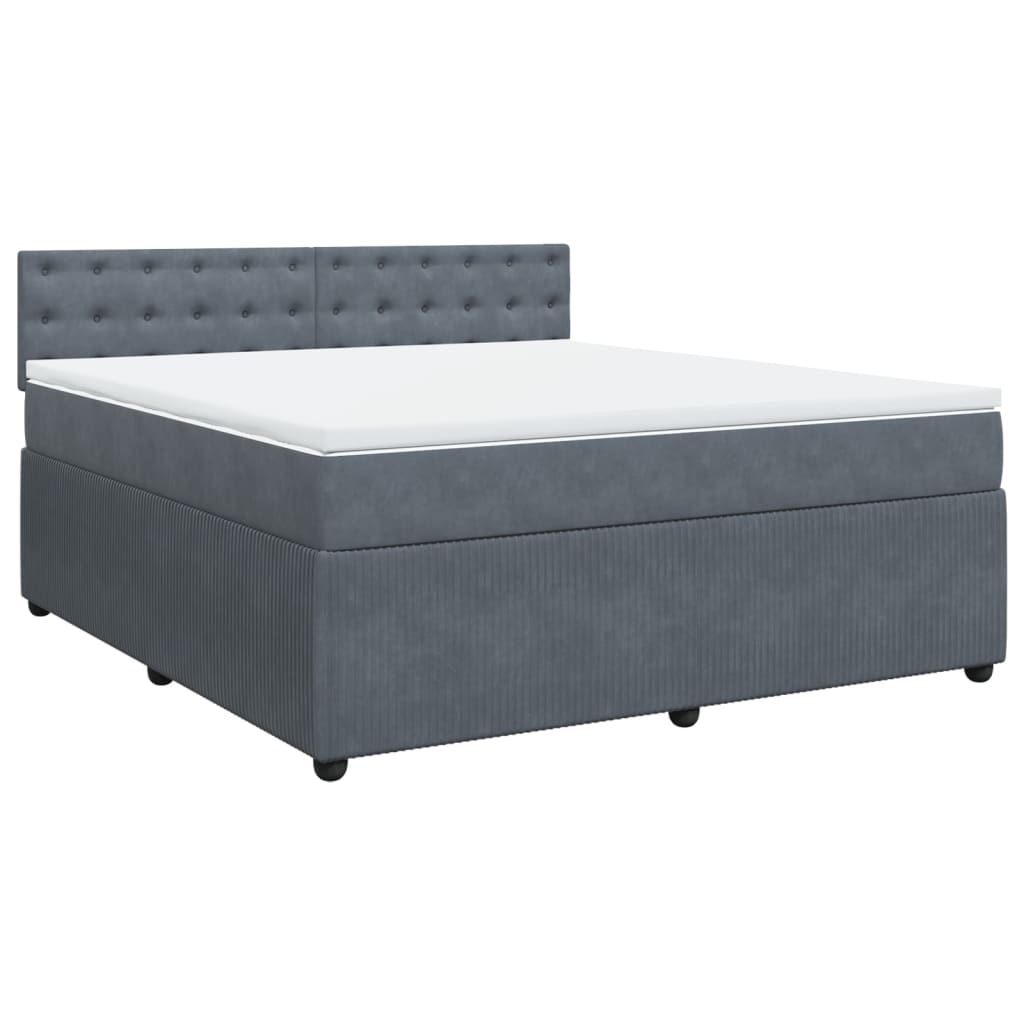 Boxspring met matras fluweel donkergrijs 180x200 cm