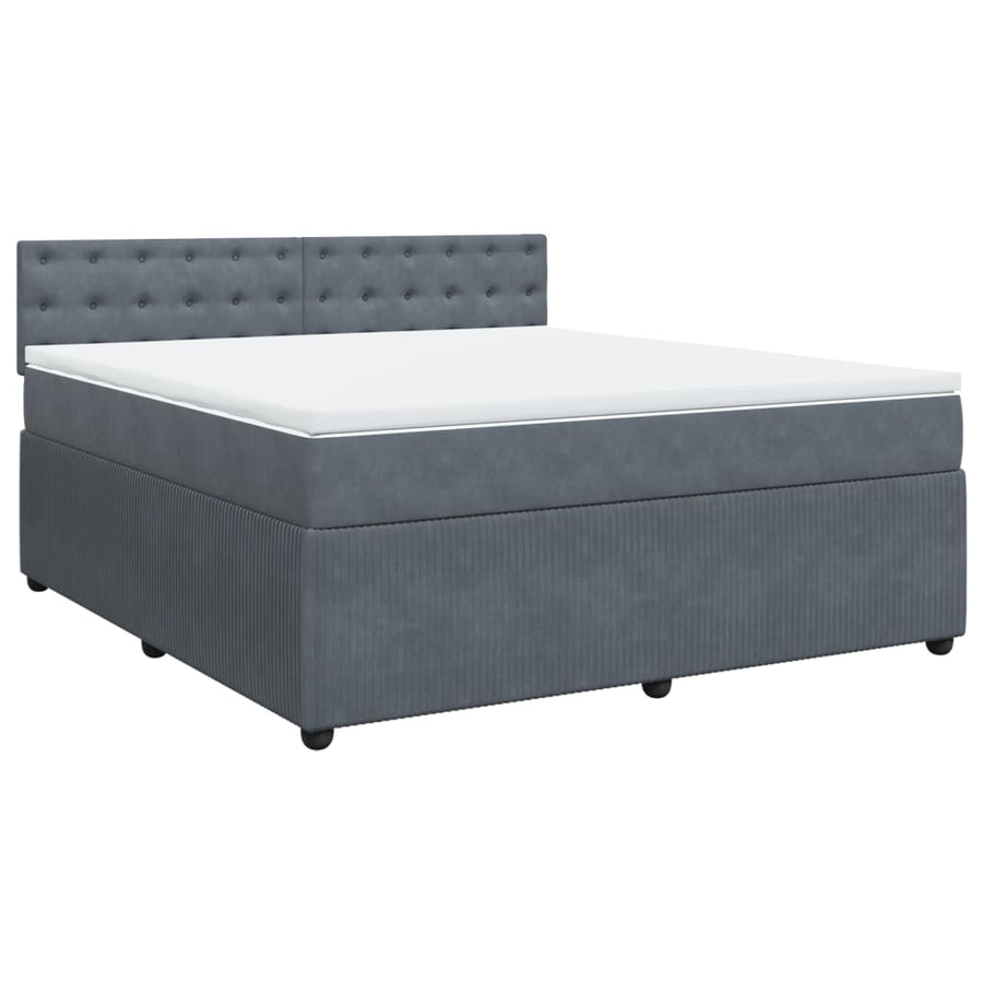 Boxspring met matras fluweel donkergrijs 180x200 cm