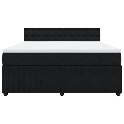 Boxspring met matras fluweel zwart 180x200 cm