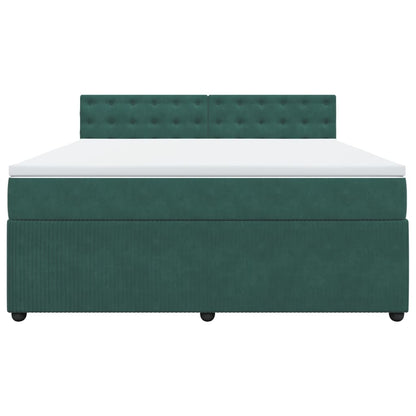 Boxspring met matras fluweel donkergroen 180x200 cm