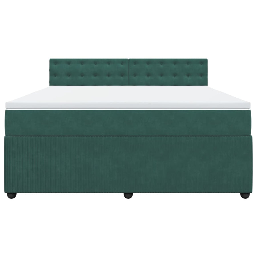 Boxspring met matras fluweel donkergroen 180x200 cm