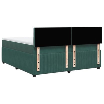 Boxspring met matras fluweel donkergroen 180x200 cm