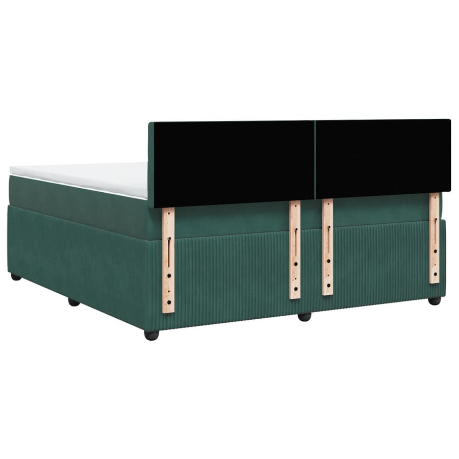 Boxspring met matras fluweel donkergroen 180x200 cm