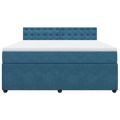 Boxspring met matras fluweel blauw 180x200 cm