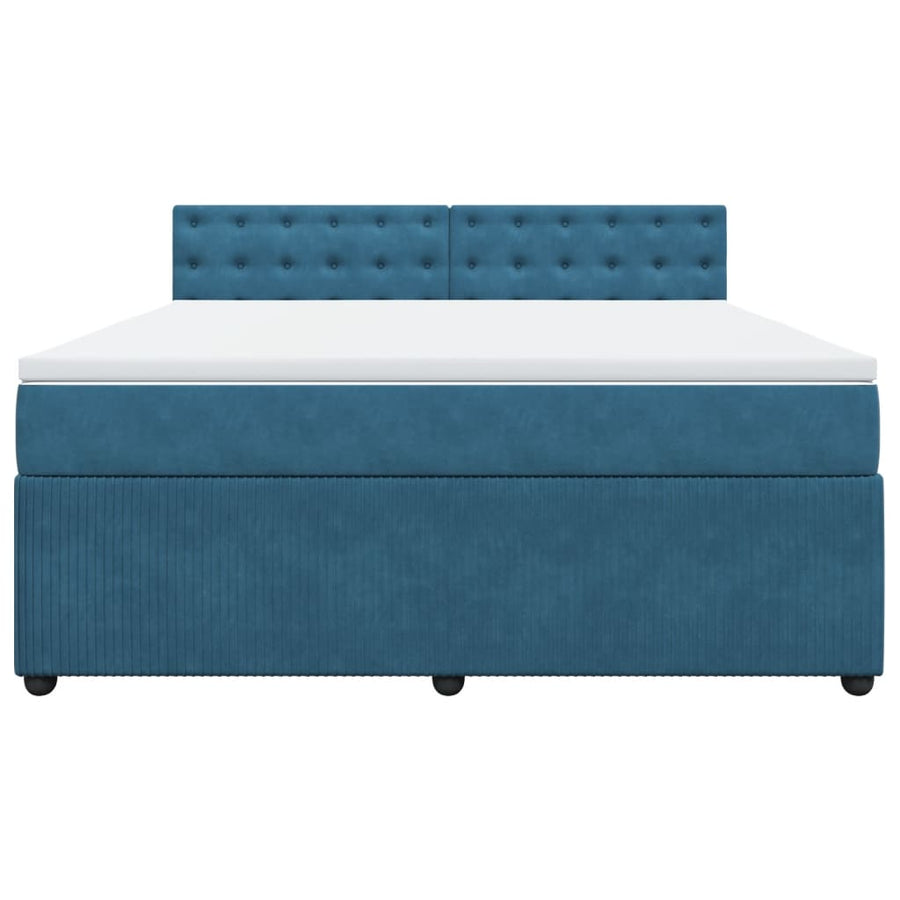 Boxspring met matras fluweel blauw 180x200 cm
