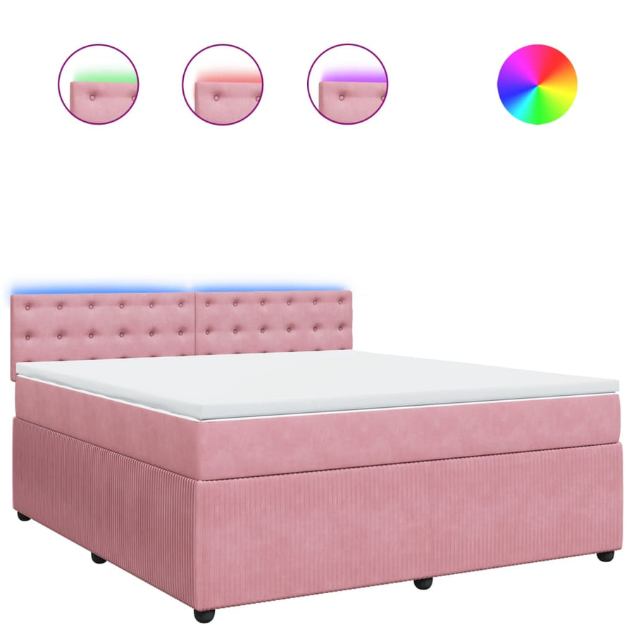 Boxspring met matras fluweel roze 180x200 cm