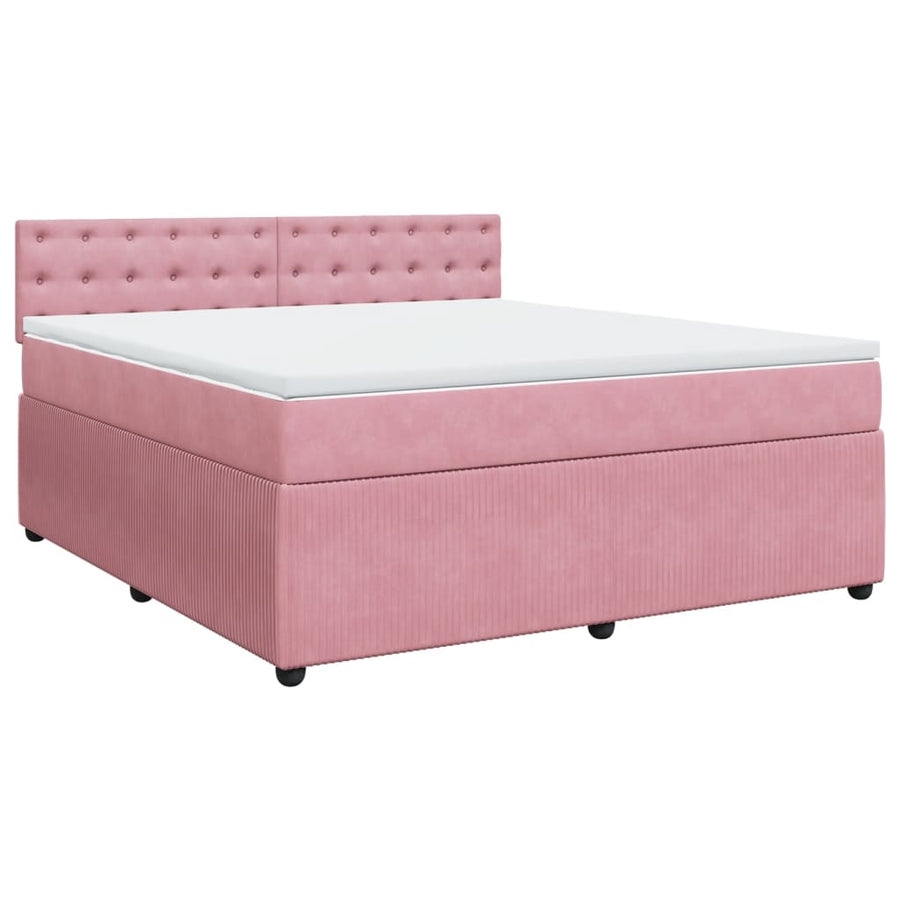 Boxspring met matras fluweel roze 180x200 cm