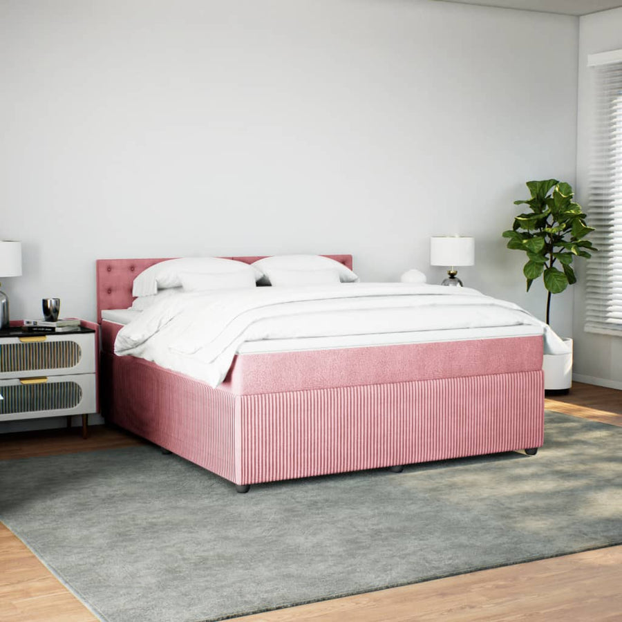 Boxspring met matras fluweel roze 180x200 cm