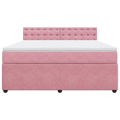 Boxspring met matras fluweel roze 180x200 cm