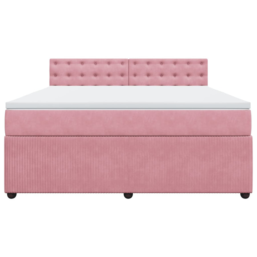 Boxspring met matras fluweel roze 180x200 cm