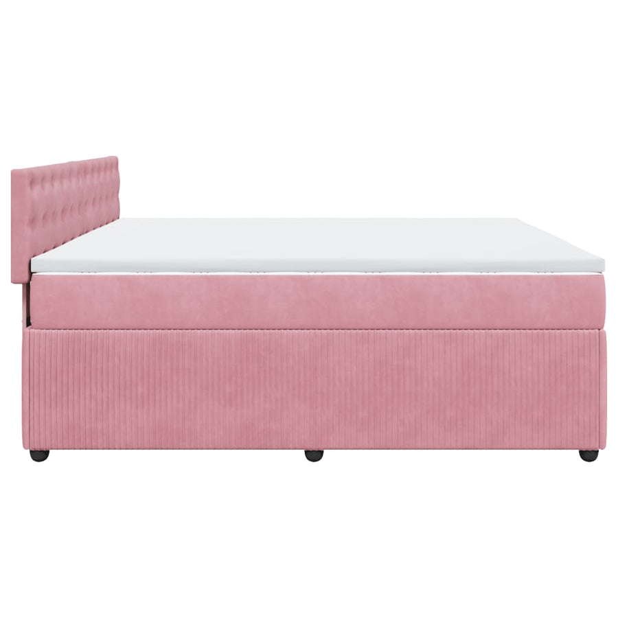 Boxspring met matras fluweel roze 180x200 cm