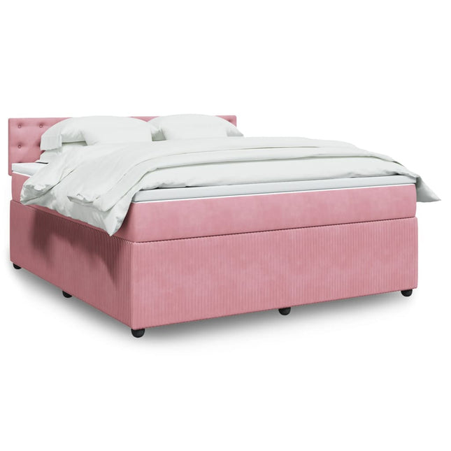 Boxspring met matras fluweel roze 180x200 cm