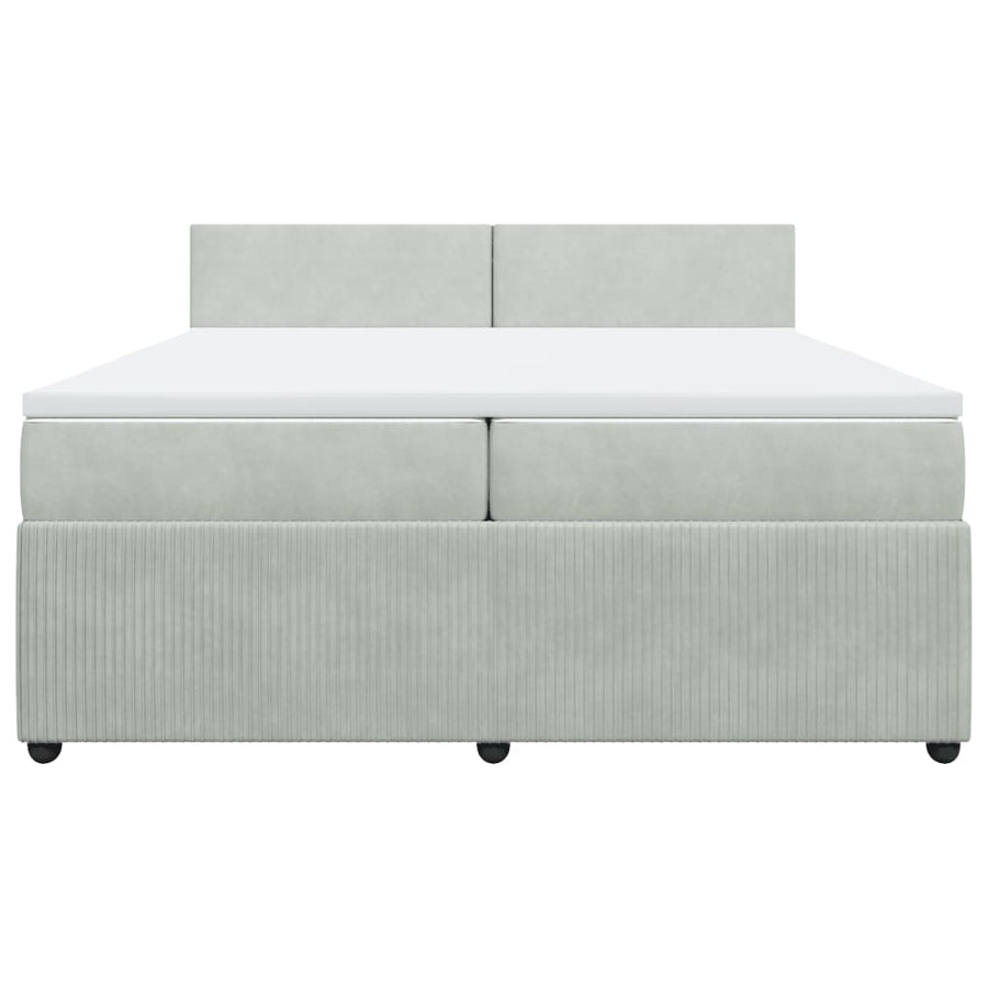Boxspring met matras fluweel lichtgrijs 200x200 cm