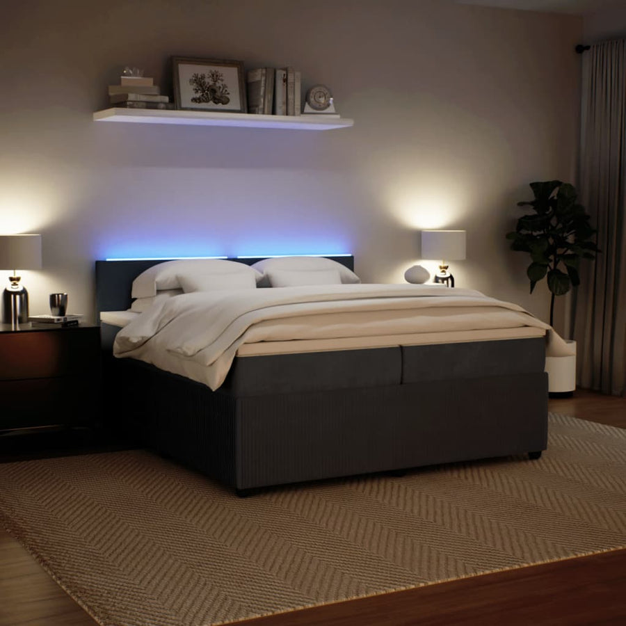 Boxspring met matras fluweel donkergrijs 200x200 cm