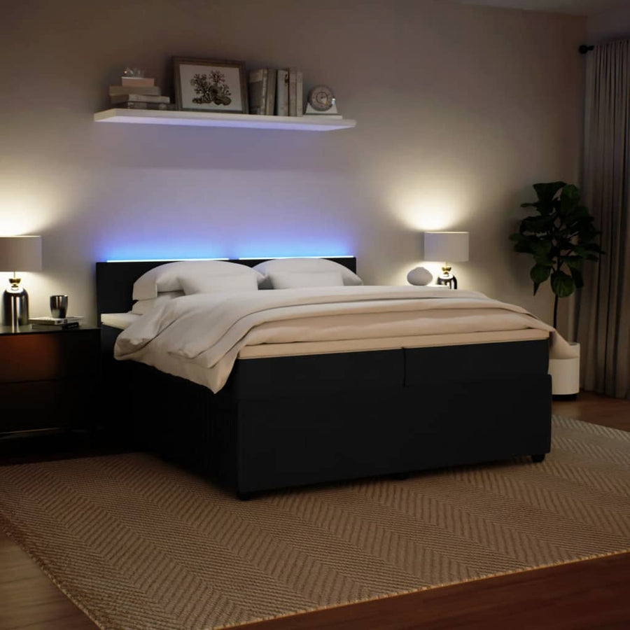 Boxspring met matras fluweel zwart 200x200 cm
