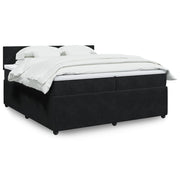 Boxspring 200x200 cm fluweel zwart met matras