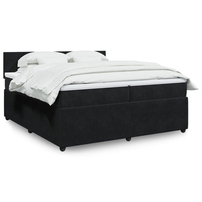 Boxspring met matras fluweel zwart 200x200 cm
