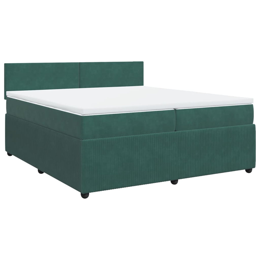 Boxspring met matras fluweel donkergroen 200x200 cm