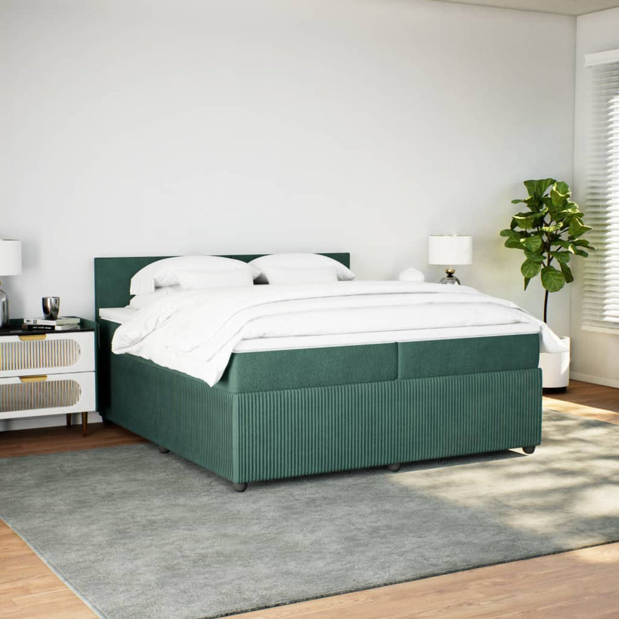 Boxspring met matras fluweel donkergroen 200x200 cm