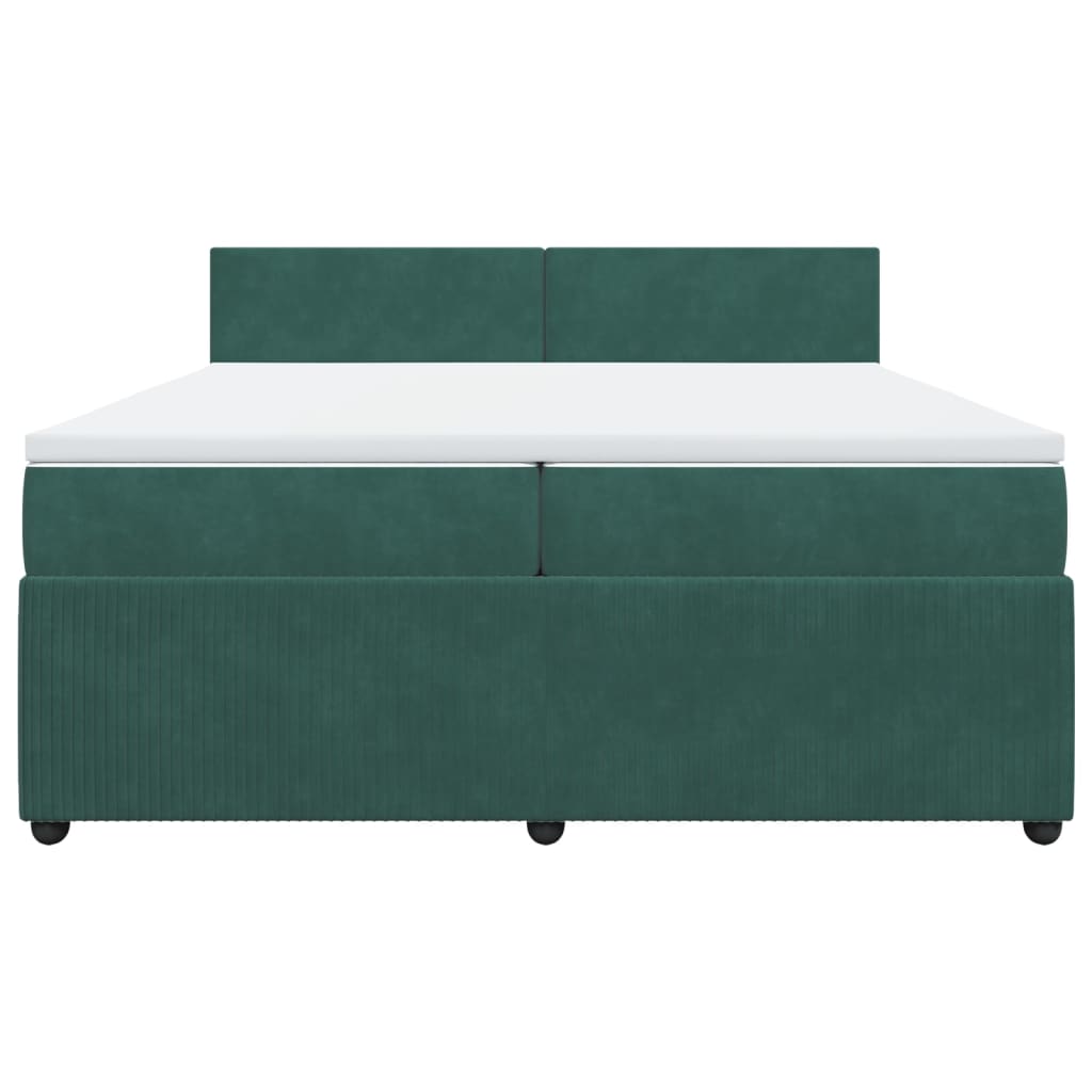Boxspring met matras fluweel donkergroen 200x200 cm