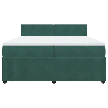 Boxspring met matras fluweel donkergroen 200x200 cm