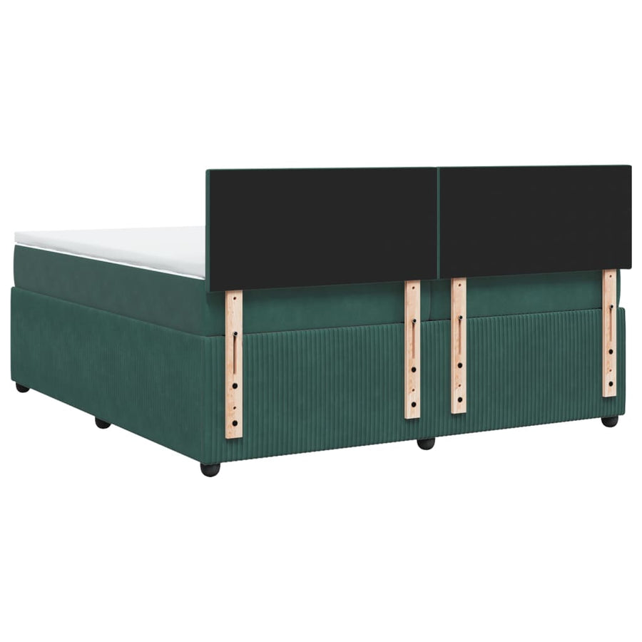 Boxspring met matras fluweel donkergroen 200x200 cm