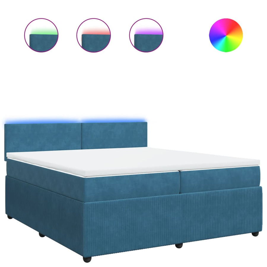 Boxspring met matras fluweel blauw 200x200 cm