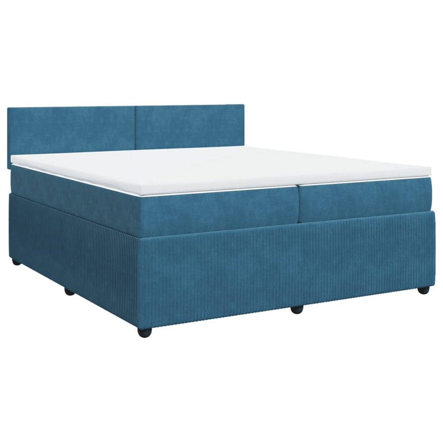 Boxspring met matras fluweel blauw 200x200 cm