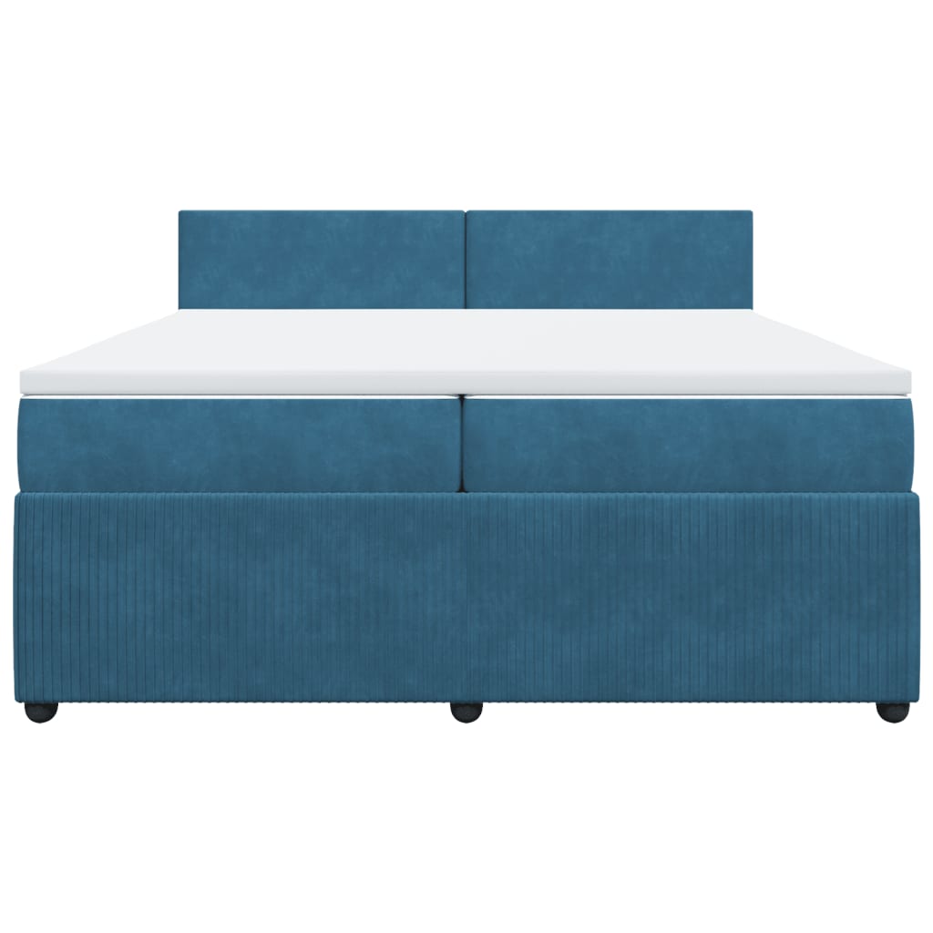 Boxspring met matras fluweel blauw 200x200 cm