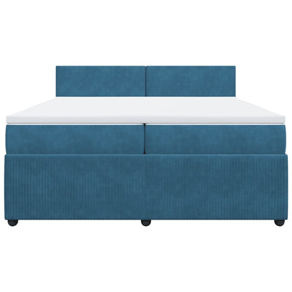 Boxspring met matras fluweel blauw 200x200 cm