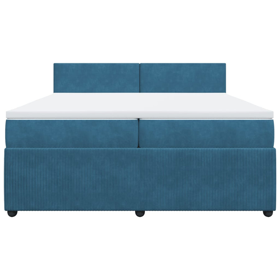 Boxspring met matras fluweel blauw 200x200 cm