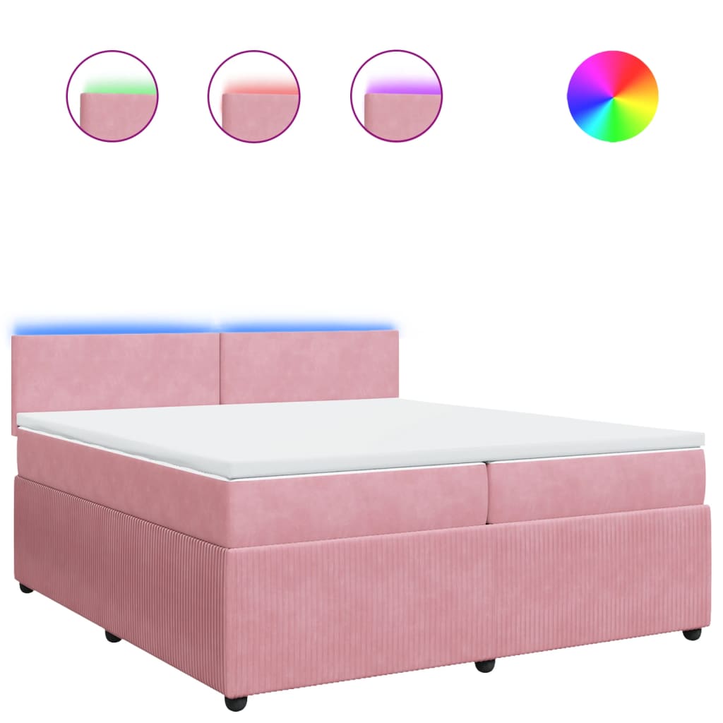 Boxspring met matras fluweel roze 200x200 cm