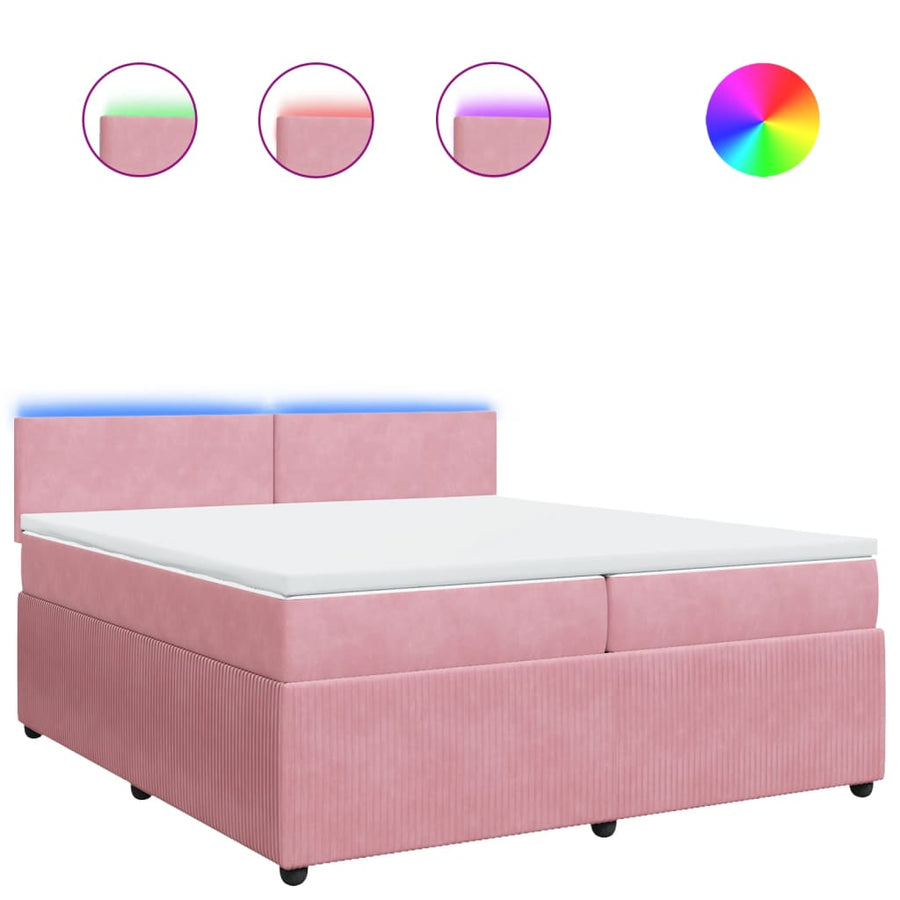 Boxspring met matras fluweel roze 200x200 cm