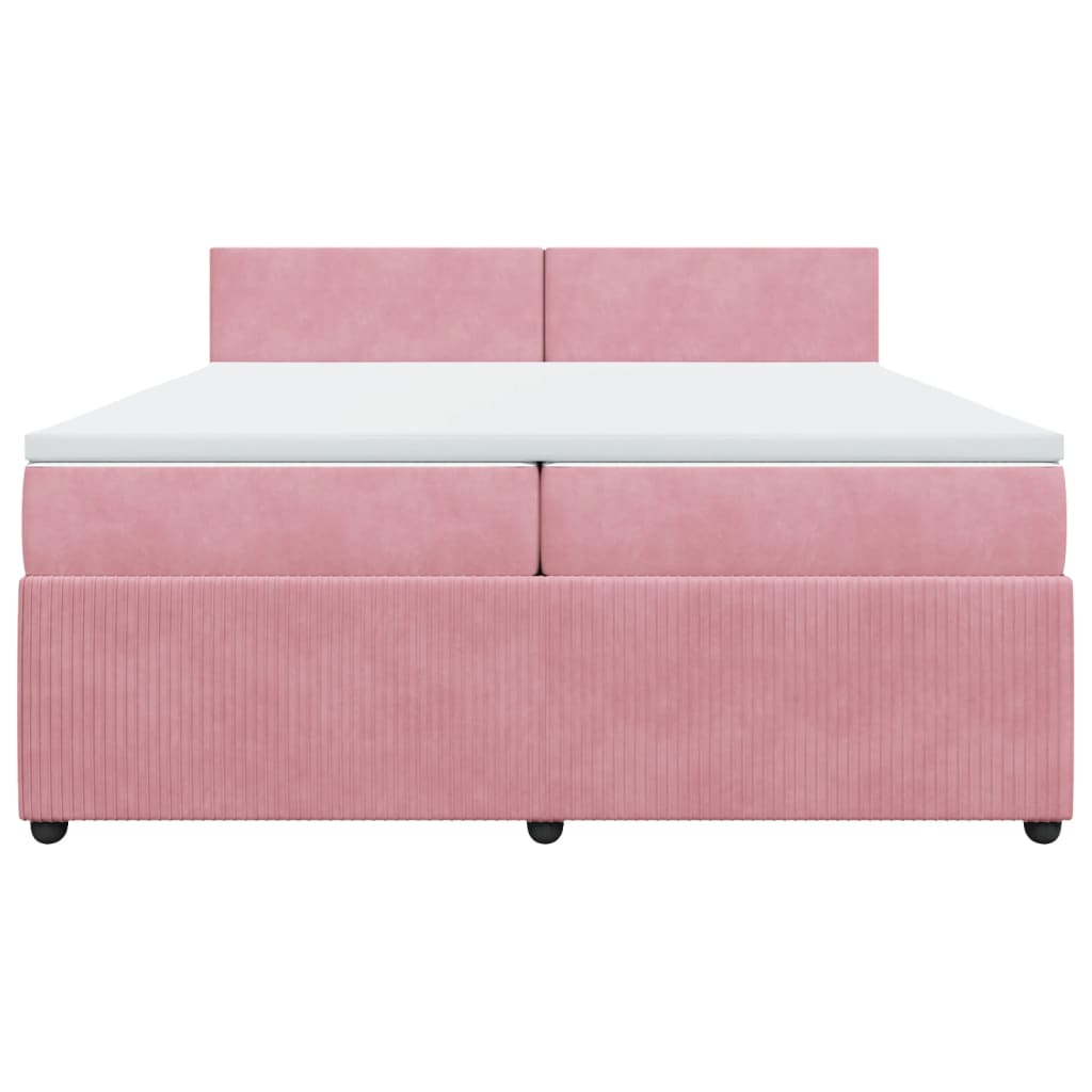 Boxspring met matras fluweel roze 200x200 cm